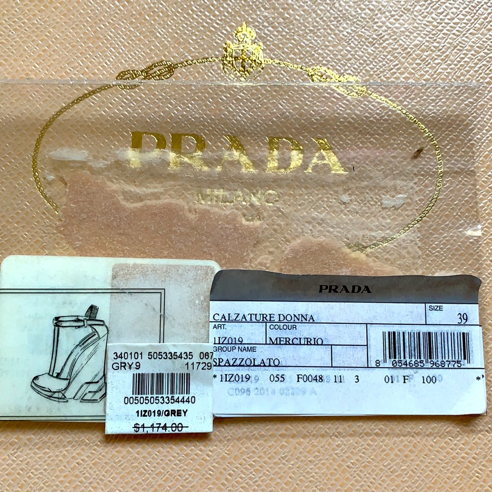 Prada wedge Mary Jane spazzolato leather Sz 39 - Picture 9 of 9